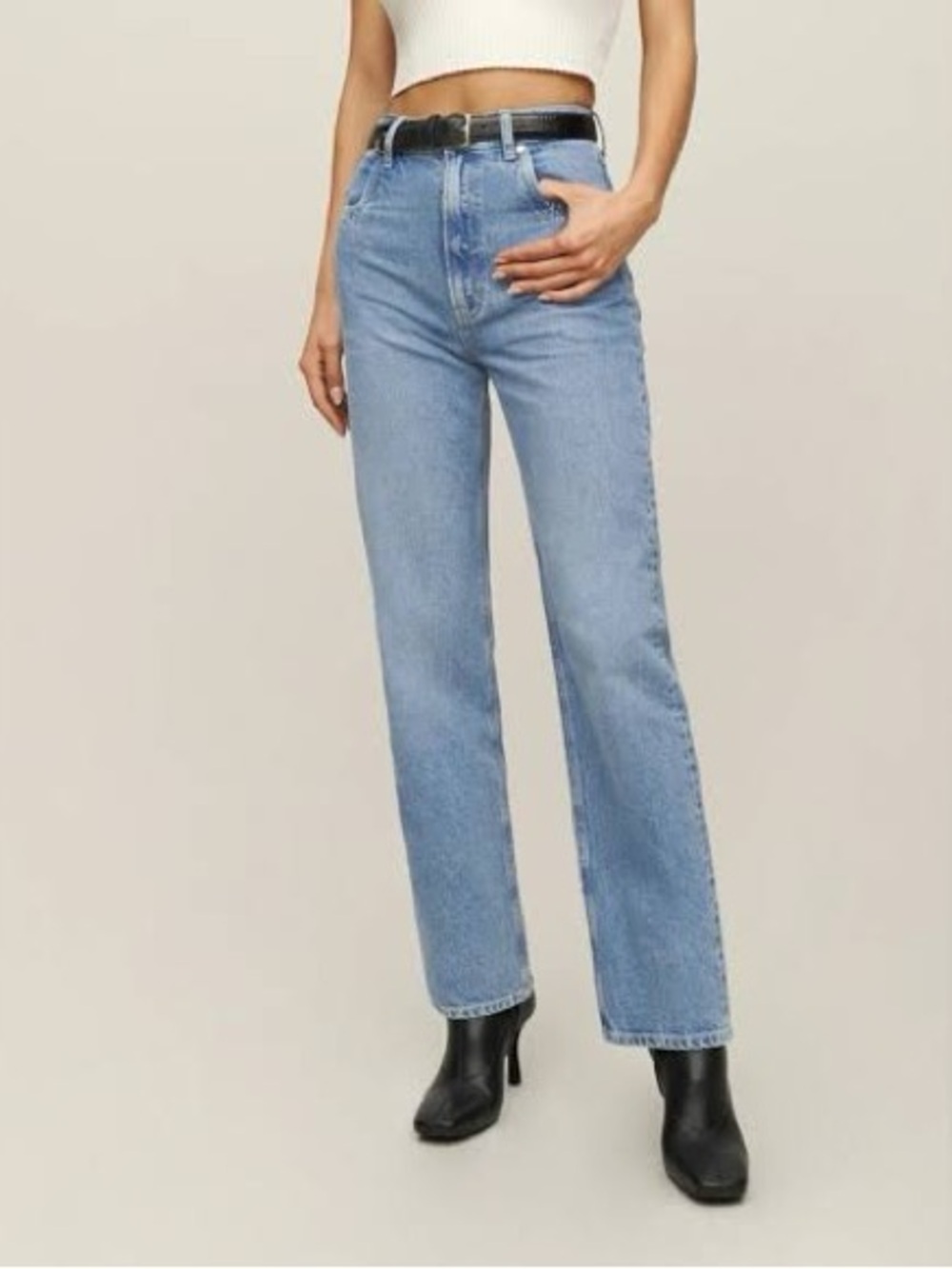 NWT REFORMATION COWBOY POINTED POCKET HIGH RISE STRAIGHT JEANS